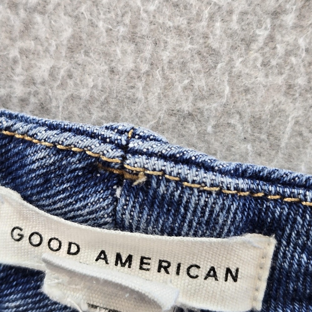 Good American‎ Jeans Womens 0 Blue Straight High Rise Distressed 28 Inseam Denim - Picture 5 of 13